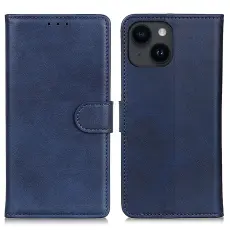 iPhone 15 Plus Fodral Solid Läder Blå