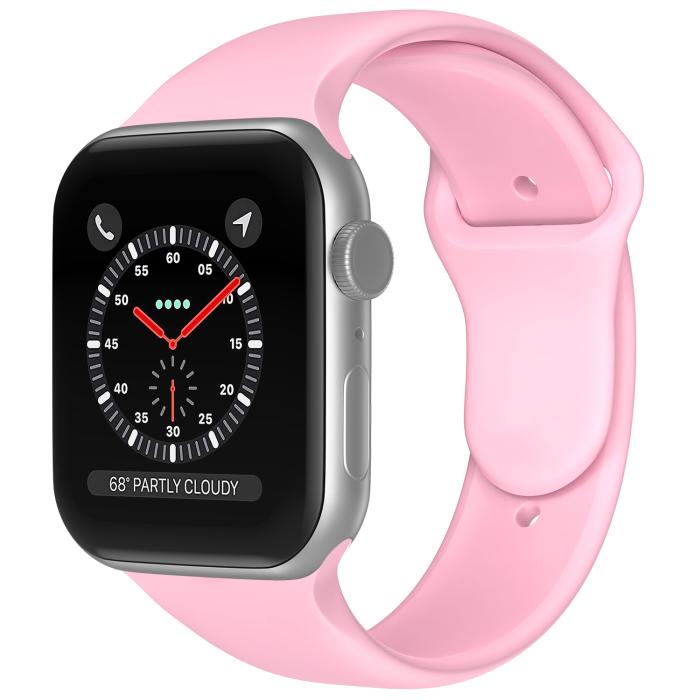 Bild 2, Apple Watch 42/44/45/49 mm Silikon Armband (S/M) Ljus Rosa