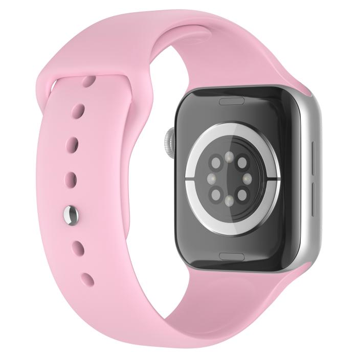Bild 1, Apple Watch 42/44/45/49 mm Silikon Armband (S/M) Ljus Rosa