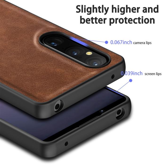 Bild 4, Sony Xperia 1 V Skal Retro Läder Brun