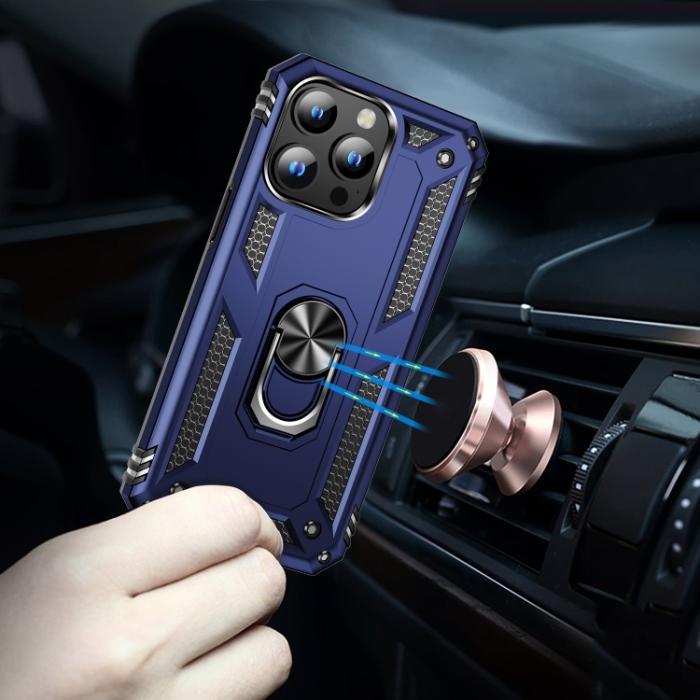 Bild 6, iPhone 15 Pro Max Skal Shockproof Armor Ring Blå