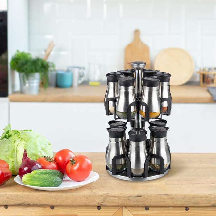 Bild 2, Roterande kryddställ med 12 glasburkar