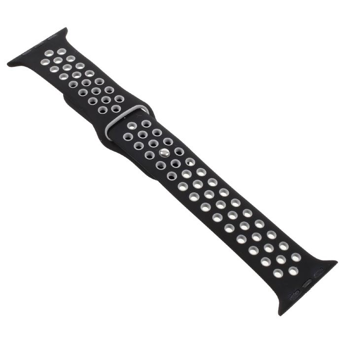 Bild 2, Ihåligt Silikon Armband Apple Watch 42/44/45/49 mm Svart/Grå