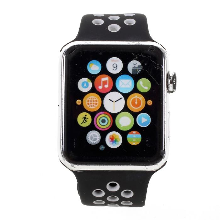 Bild 4, Ihåligt Silikon Armband Apple Watch 42/44/45/49 mm Svart/Grå