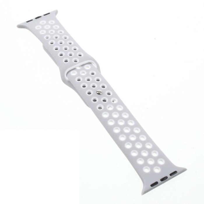 Bild 1, Ihåligt Silikon Armband Apple Watch 42/44/45/49 mm Grå/Vit
