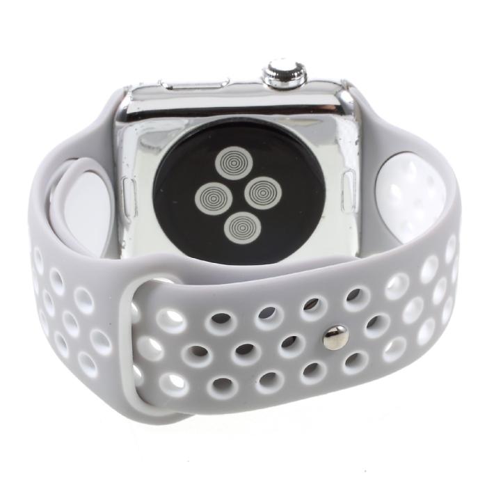 Bild 5, Ihåligt Silikon Armband Apple Watch 42/44/45/49 mm Grå/Vit