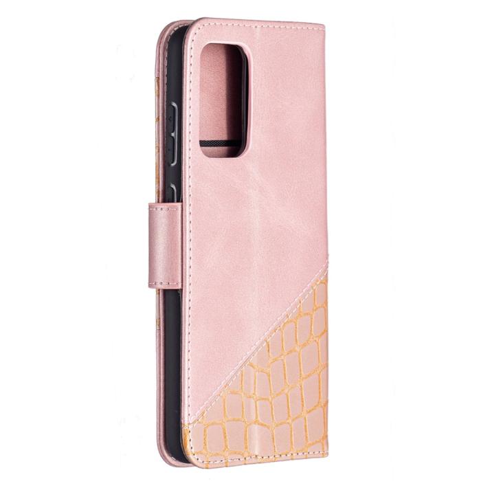 Bild 3, Samsung Galaxy A72 - Krokodil Läder Fodral - Roséguld