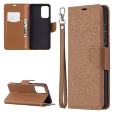 Samsung Galaxy A72 - Litchi Textur L&auml;der Fodral - Brun