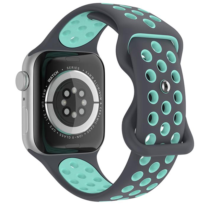 Bild 1, Sportarmband Dual-Color Apple Watch 42/44/45/49 mm (M/L) Grå/Teal
