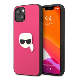 Karl Lagerfeld iPhone 13 Mini Skal PU Läder Karl Head Rosa