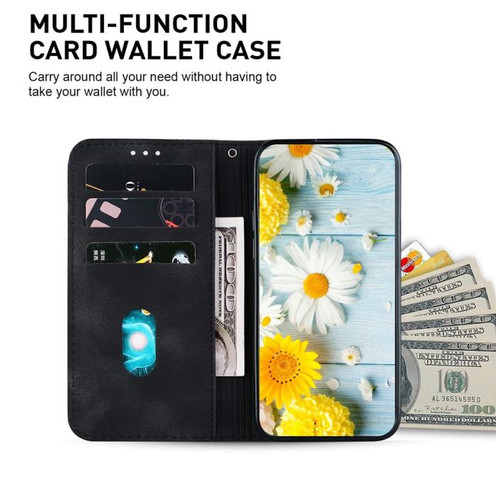 Bild 2, Samsung Galaxy A27 5G Fodral Läder Blommor Svart
