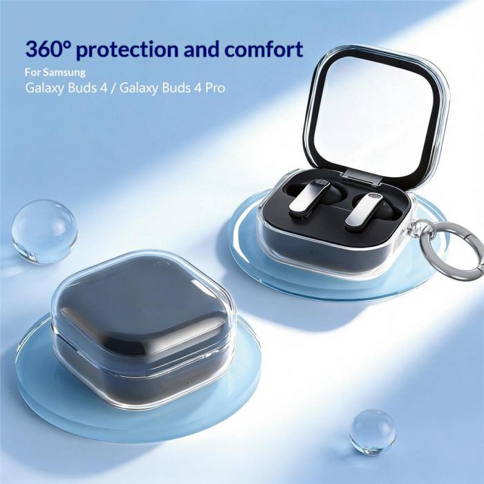 Bild 2, Galaxy Buds 4/4 Pro Skal Med Karbinhake TPU Transparent