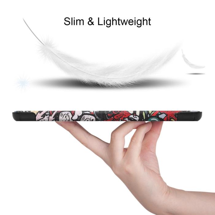 Bild 6, Samsung Galaxy Tab S9 FE Fodral Tri-Fold Läder Graffiti