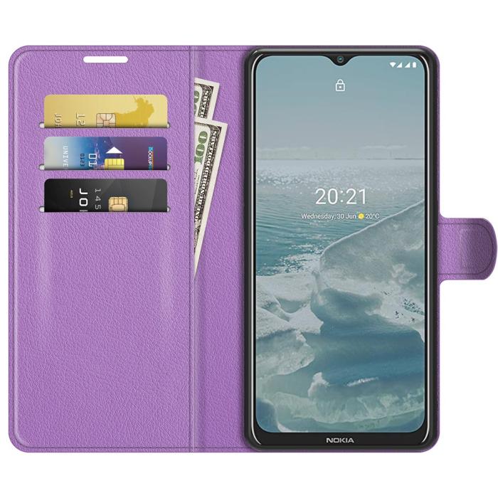 Bild 4, Nokia G10 / G20 Fodral Litchi Läder Lila