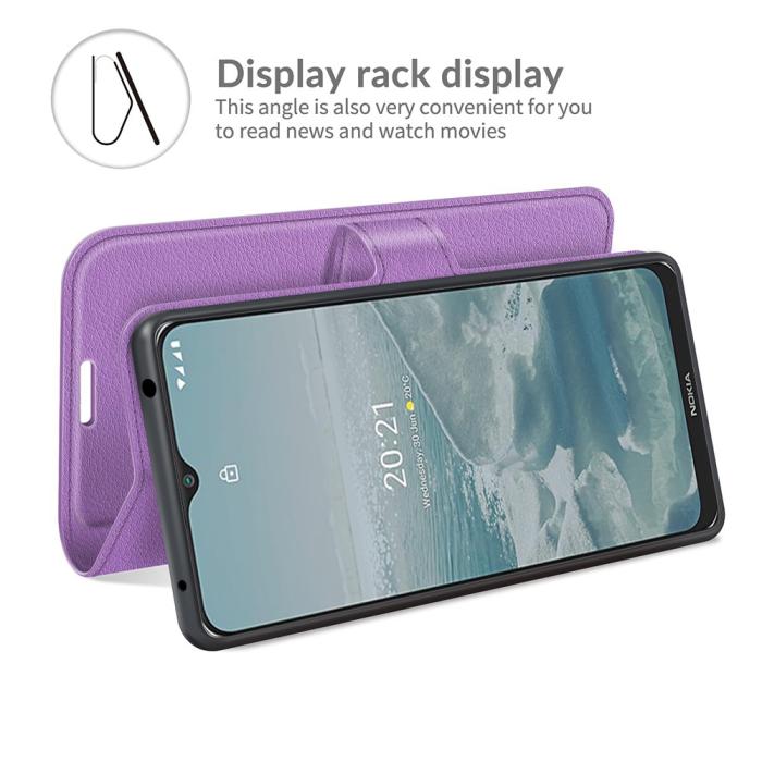 Bild 6, Nokia G10 / G20 Fodral Litchi Läder Lila