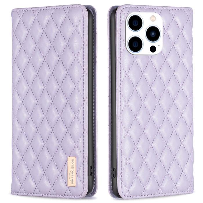 Bild 1, iPhone 16 Pro Fodral Diamond Flip Läder Lila