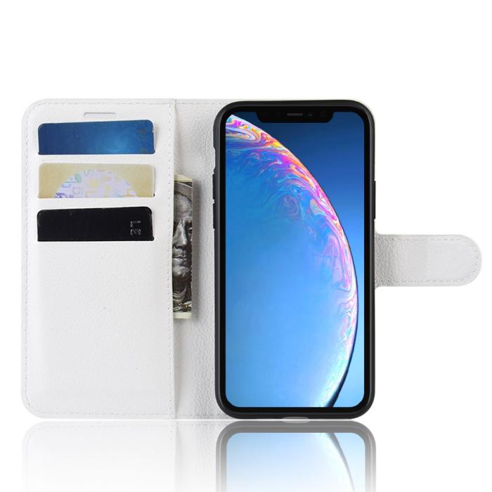 Bild 4, iPhone 11 Fodral Litchi Läder Vit