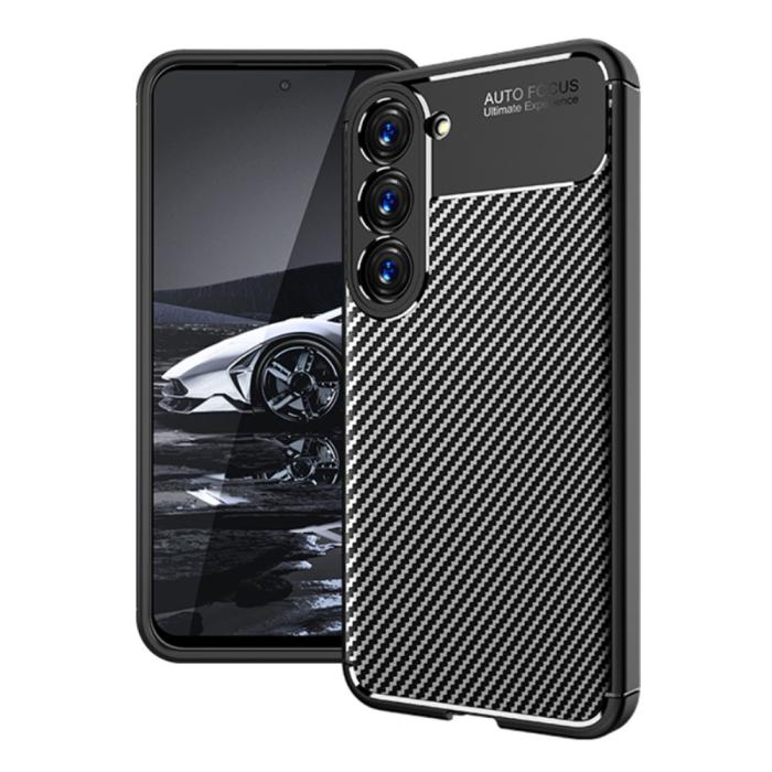 Bild 2, Samsung Galaxy S23 Skal Kolfiber Textur Blå