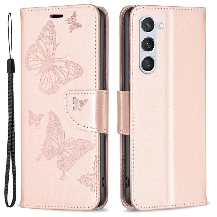Bild 1, Samsung Galaxy S23 Fodral Med Fjäril Tryck Roséguld