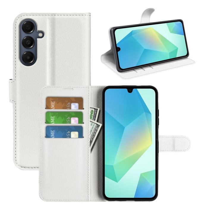 Bild 5, Samsung Galaxy A17 Fodral Litchi Läder Vit