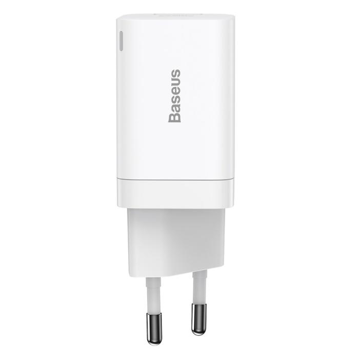 Bild 3, Baseus 30W Super Pro USB-C / USB-A PD QC Väggladdare Vit