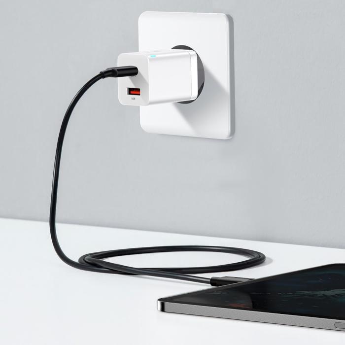 Bild 4, Baseus 30W Super Pro USB-C / USB-A PD QC Väggladdare Vit