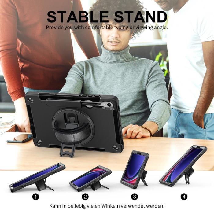 Bild 6, Samsung Galaxy Tab S9 Skal 360 Rotation Shockproof Med Rem