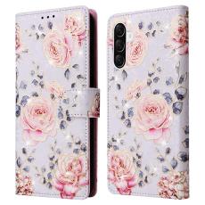 Samsung Galaxy A57 5G Fodral RFID L&auml;der Rosa Blommor