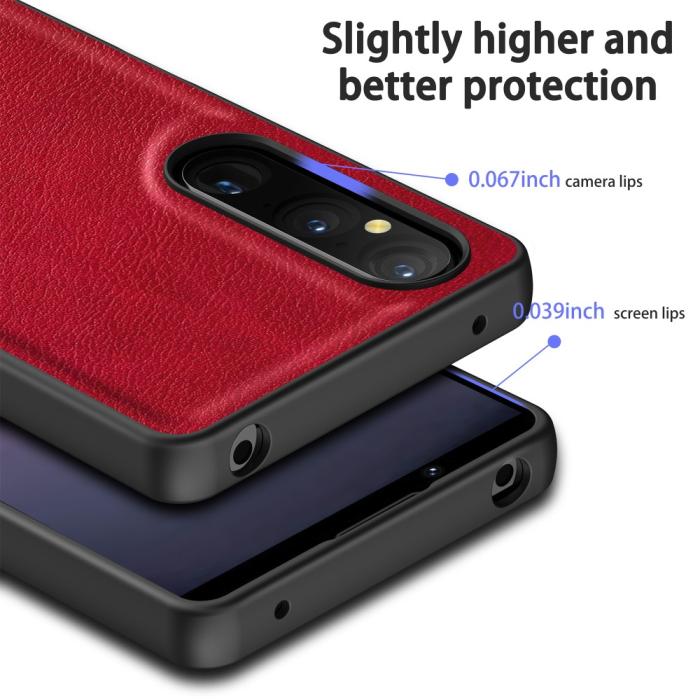 Bild 4, Sony Xperia 1 V Skal Retro Läder Röd