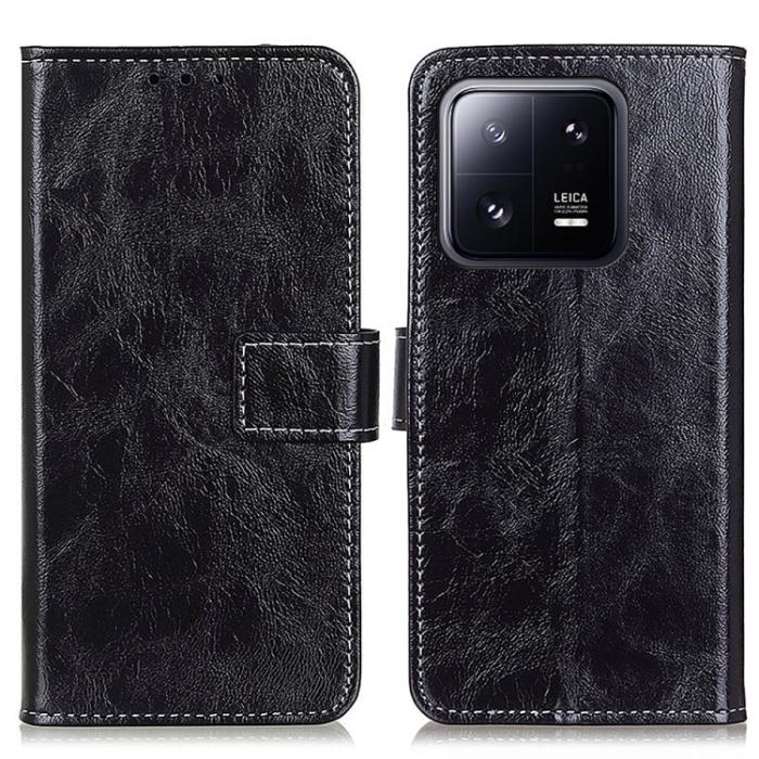 Bild 2, Xiaomi 13 Pro 5G Fodral Crazy Horse Retro Läder Svart