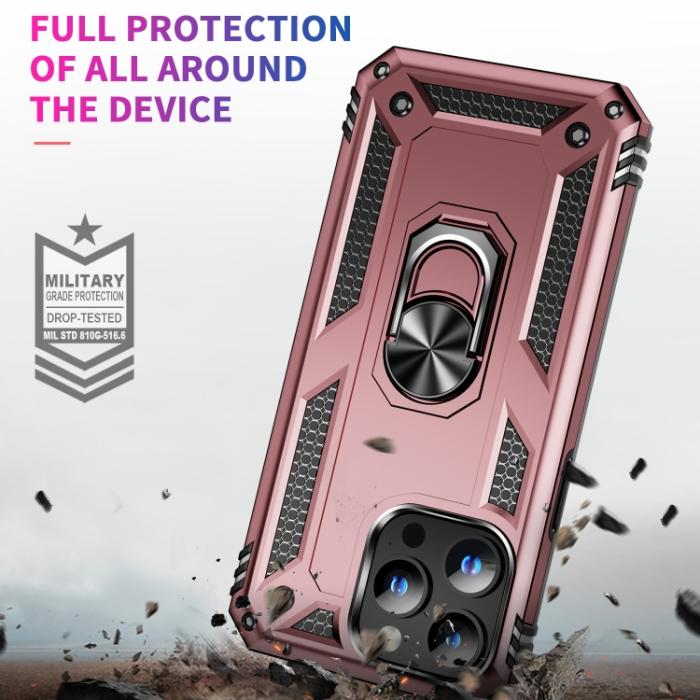 Bild 3, iPhone 15 Pro Max Skal Shockproof Armor Ring Roséguld
