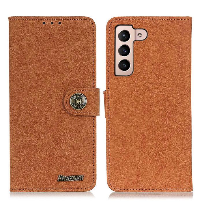 Bild 1, KHAZNEH Samsung Galaxy S22 Plus Fodral Retro Split Läder Brun