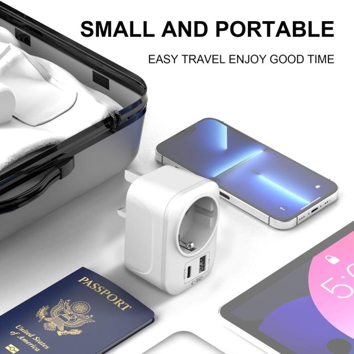 Bild 6, Tech-Protect Reseadapter UK Till EU Vit