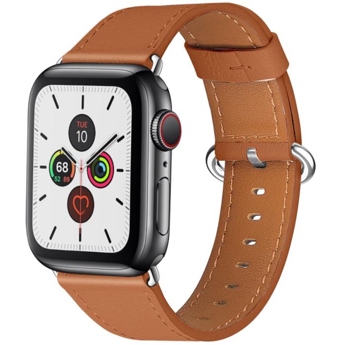 Bild 1, Äkta Läder Armband Apple Watch 41/40/38 mm - Brun