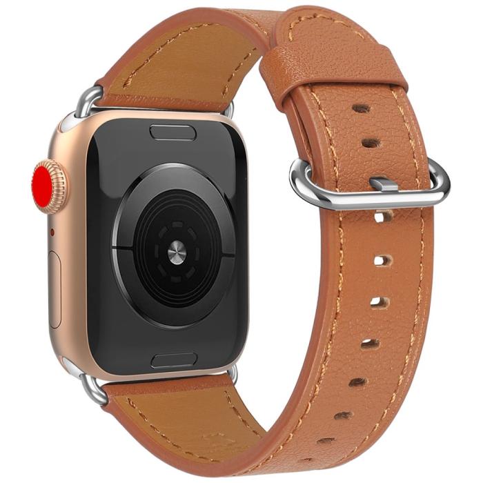 Bild 2, Äkta Läder Armband Apple Watch 41/40/38 mm - Brun