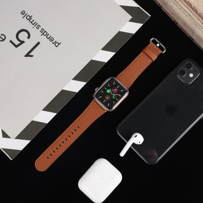 Bild 5, Äkta Läder Armband Apple Watch 41/40/38 mm - Brun