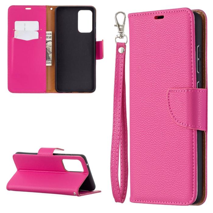 Bild 1, Samsung Galaxy A72 - Litchi Textur Läder Fodral - Rosa