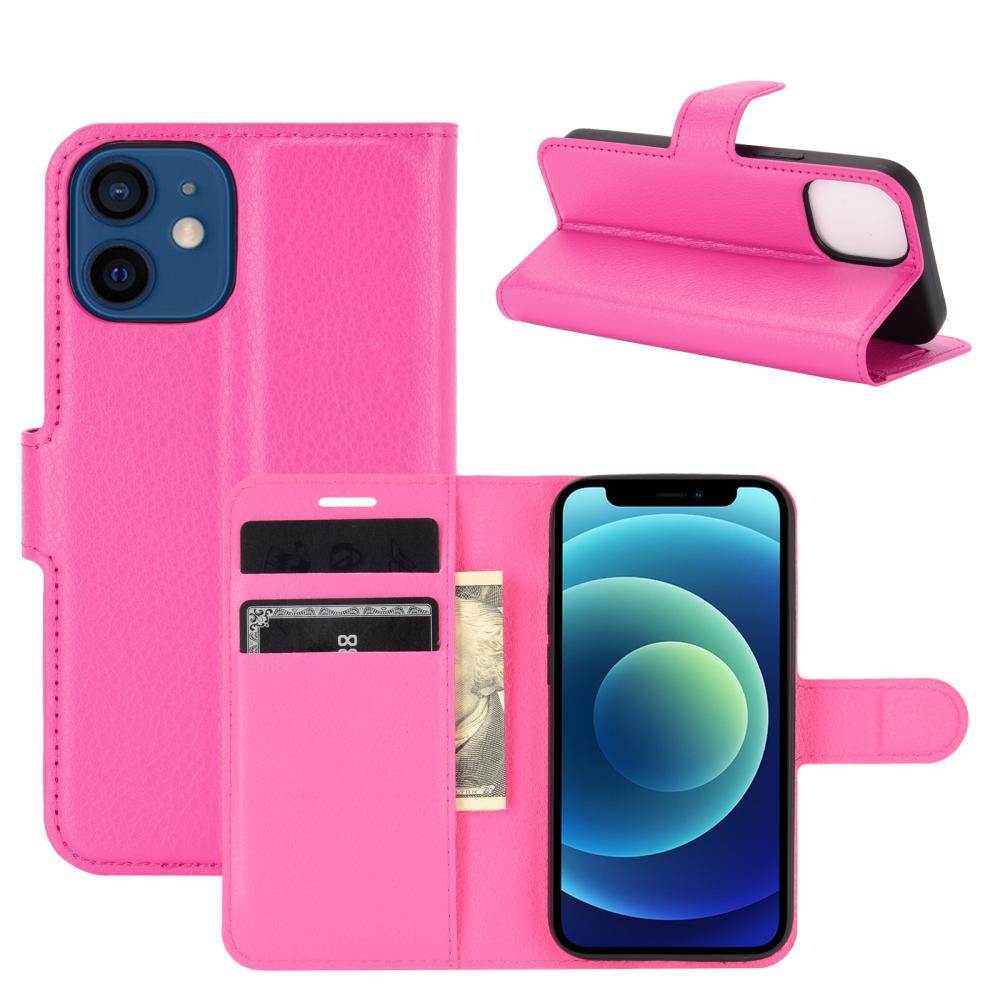 iPhone 12 Mini - Litchi Textur Fodral - Rosa