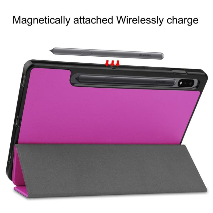 Bild 6, Samsung Galaxy Tab S7 / Tab S8 Fodral Tri-Fold Pennhållare Lila