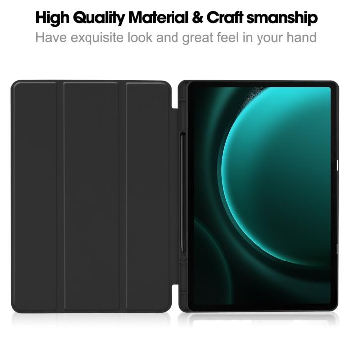 Bild 2, Galaxy Tab S9 FE Plus Fodral Tri-Fold Pennhållare Svart