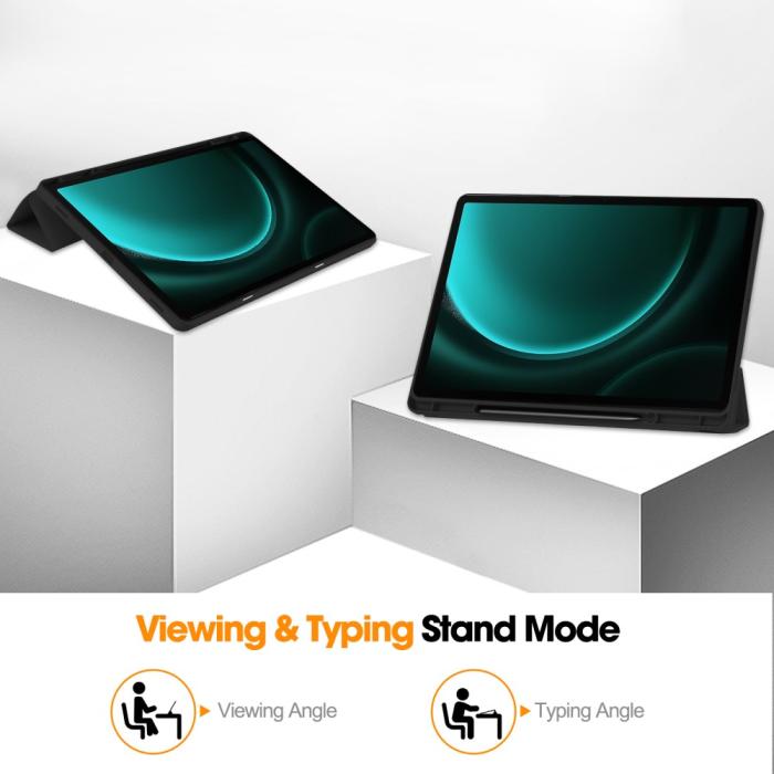 Bild 4, Galaxy Tab S9 FE Plus Fodral Tri-Fold Pennhållare Svart