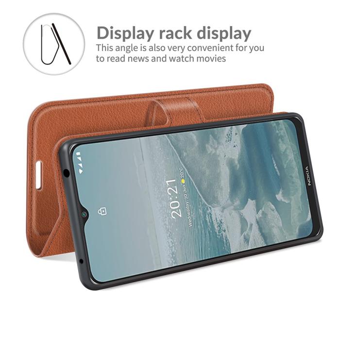 Bild 6, Nokia G10 / G20 Fodral Litchi Läder Brun
