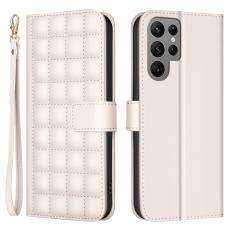 Samsung Galaxy S25 Ultra Fodral L&auml;der Rutor Beige