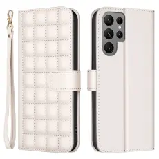 Samsung Galaxy S25 Ultra Fodral L&auml;der Rutor Beige