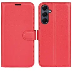 Samsung Galaxy A17 Fodral Litchi L&auml;der R&ouml;d