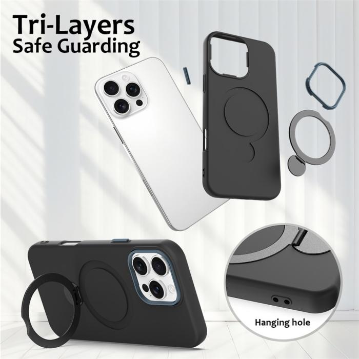 Bild 6, iPhone 16 Pro Max Skal MagSafe Kickstand Hybrid Svart