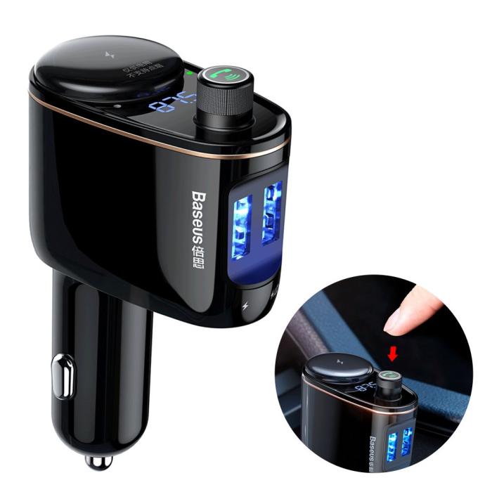 Bild 1, Baseus Bluetooth FM Sändare 2x USB 3.4A Svart