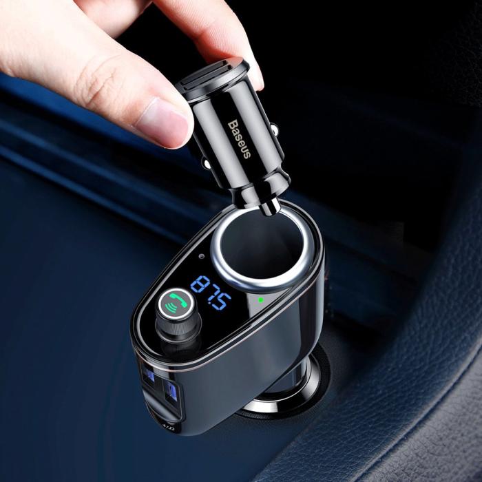 Bild 5, Baseus Bluetooth FM Sändare 2x USB 3.4A Svart