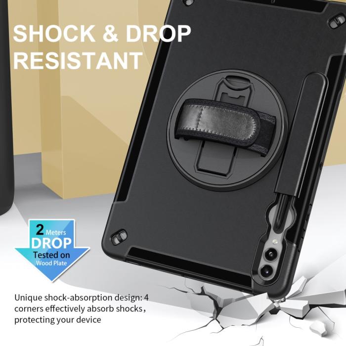 Bild 2, Samsung Galaxy Tab S9 Plus Skal 360 Rotation Shockproof Med Rem