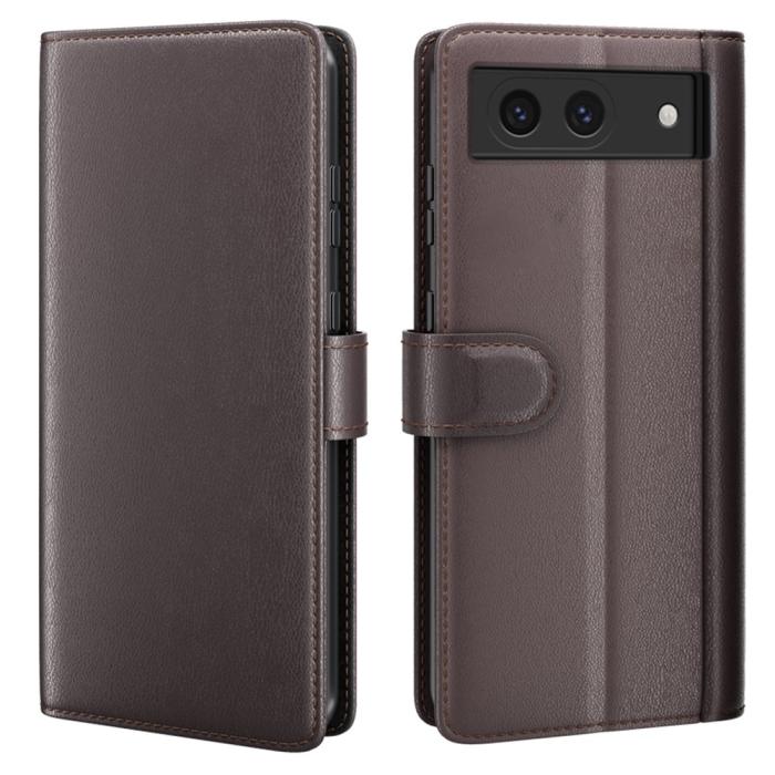 Bild 1, Google Pixel 8A Fodral Premium Äkta Läder Brun